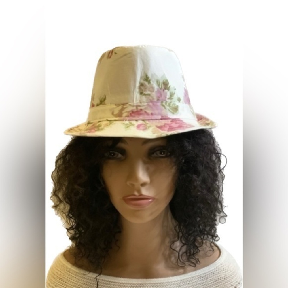Cream Floral Print Fedora